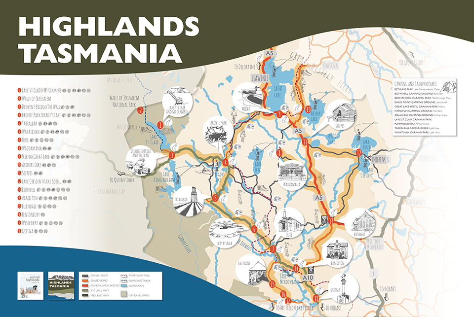 Central Highlands Tasmania Map Highlands Tasmania Touring Map | Central Highlands Council